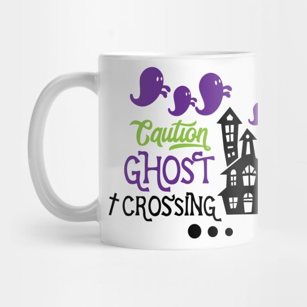 Halloween Caution ghost crossing by holidaystore